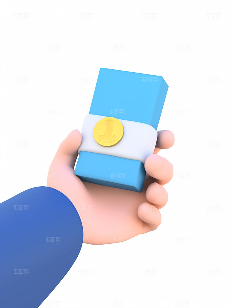 电商手势金币消费C4D模型