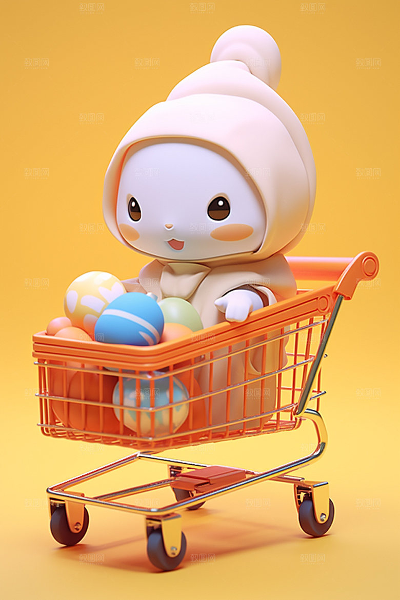 Q版购物车玩具采购模型