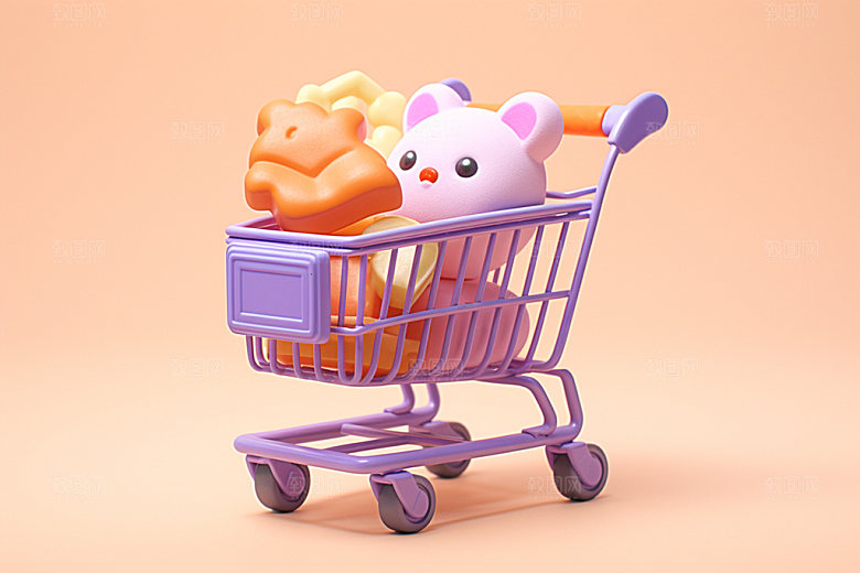 Q版购物车3D卖场模型