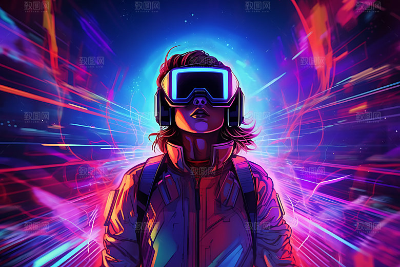 VR眼镜头显设备未来插画