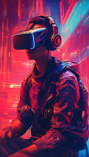 VR眼镜科技头显设备插画
