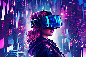 VR眼镜头显设备未来插画