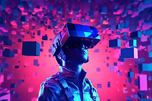 VR眼镜艺术科技插画
