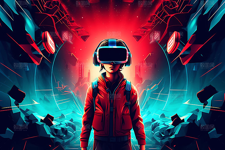 VR眼镜赛博朋克艺术插画