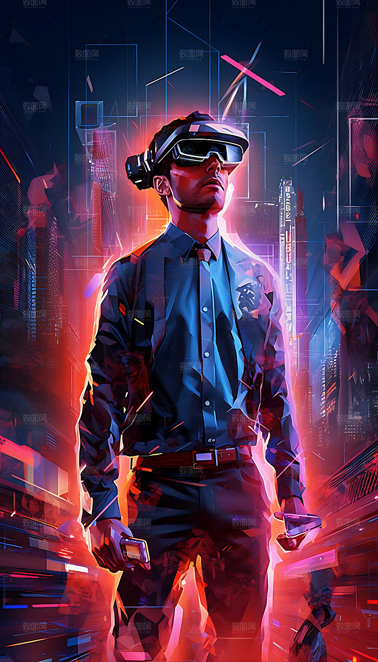 VR眼镜科技头显设备插画