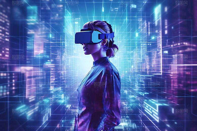 VR眼镜艺术赛博朋克插画