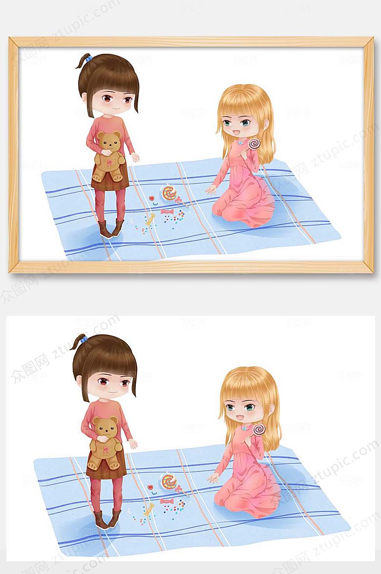 创意手绘儿童节人物插画海报