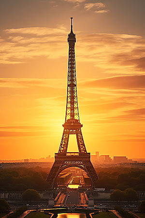 埃菲尔铁塔巴黎地标摄影图