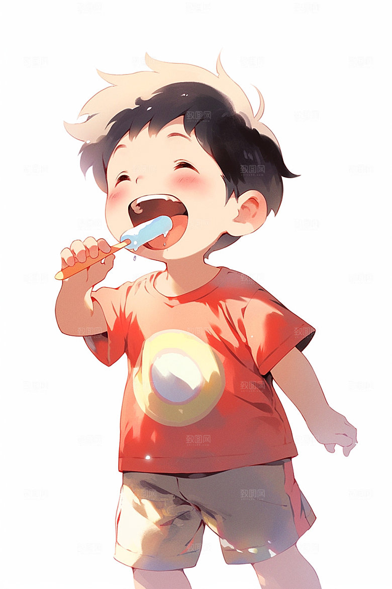 爱牙日护齿医护插画