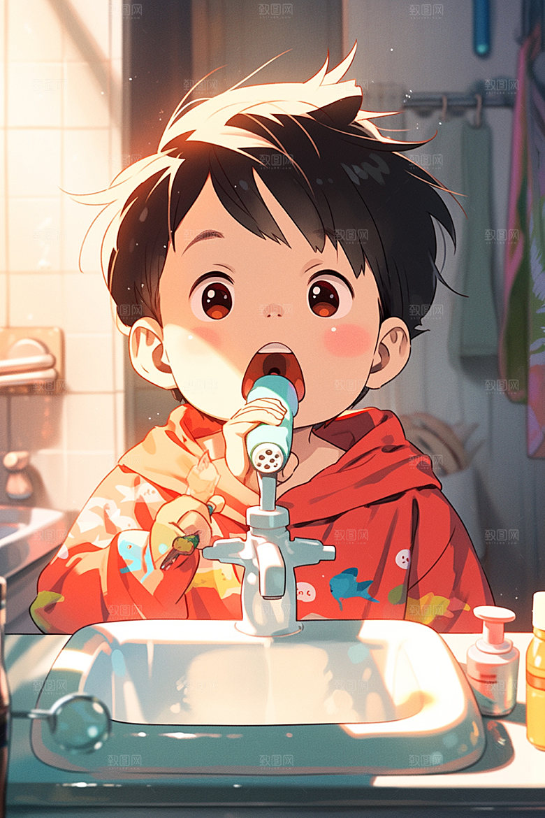 爱牙日护齿卡通插画