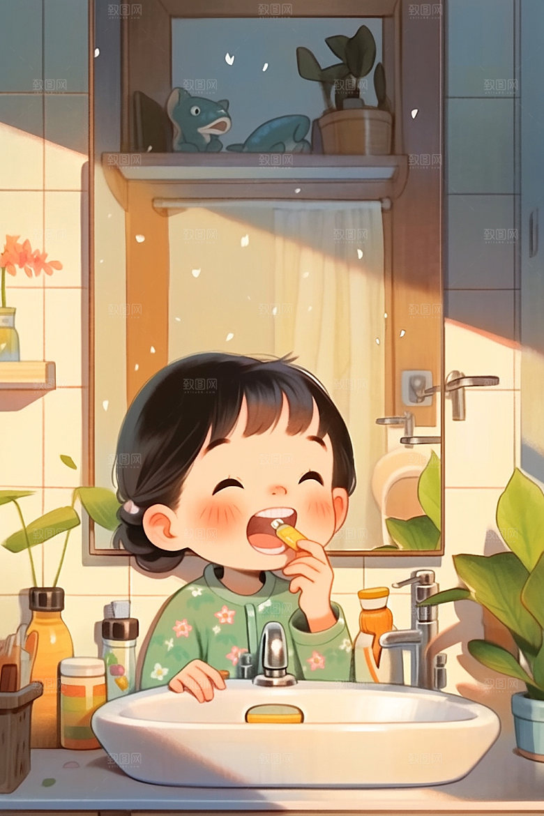爱牙日卡通医疗插画