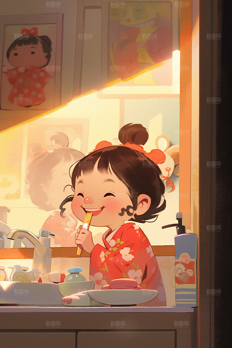 爱牙日卡通牙齿插画