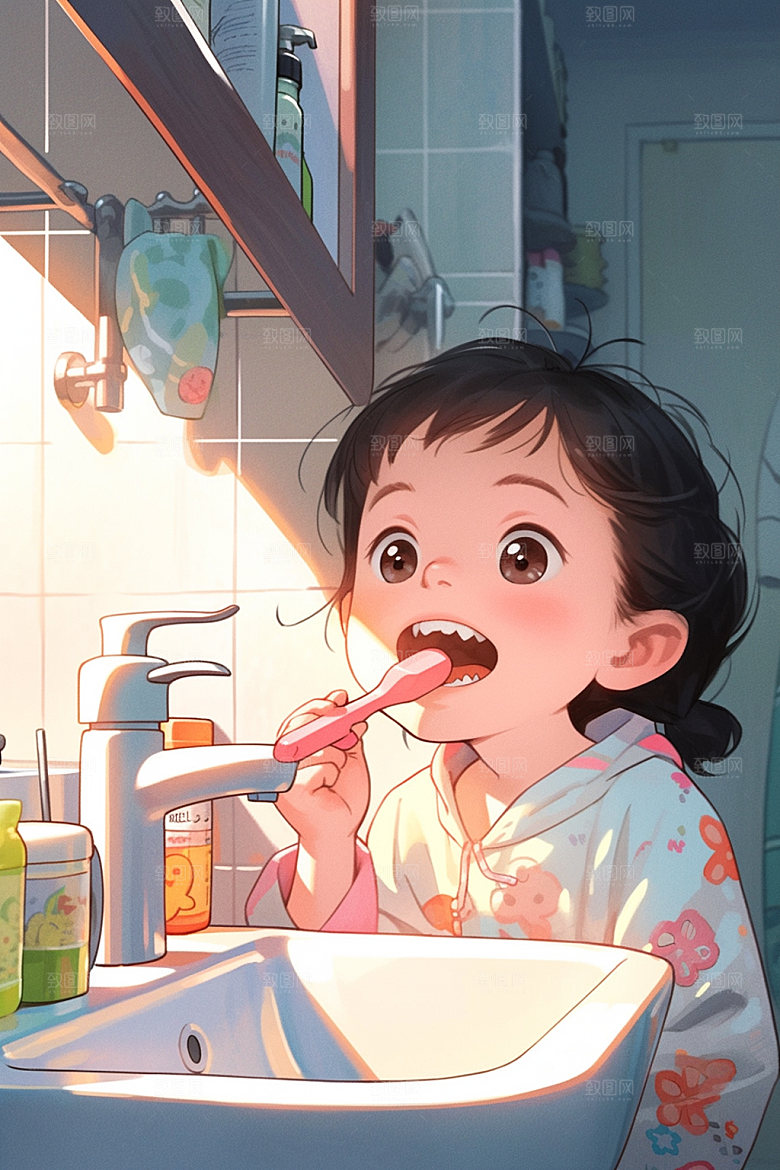 爱牙日卡通牙齿插画