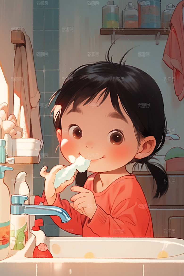 爱牙日刷牙牙齿插画