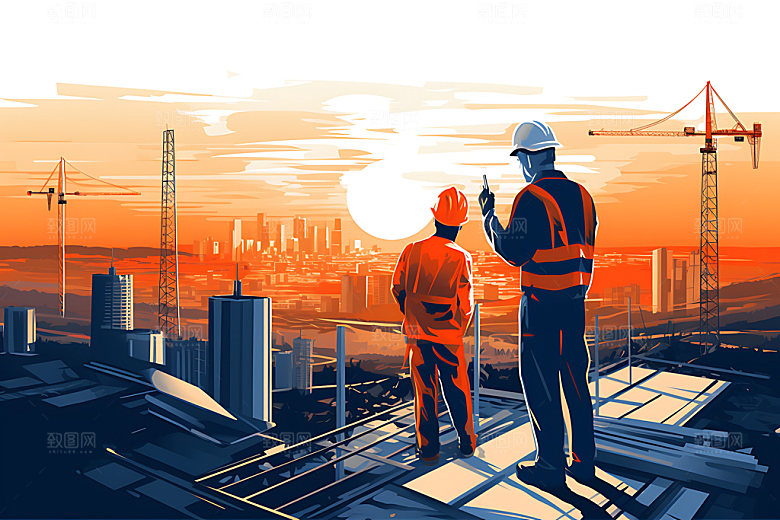 建筑工地建造生产安全插画