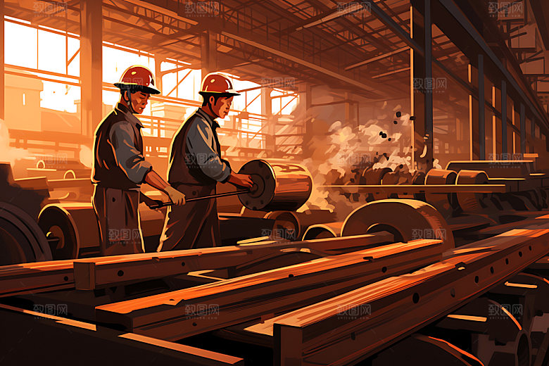 建筑工地城市建设工人插画