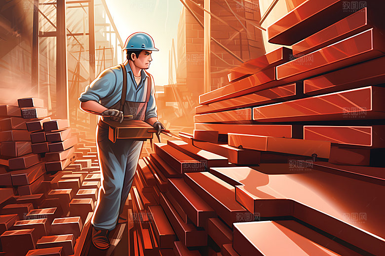 建筑工地建筑安全生产安全插画