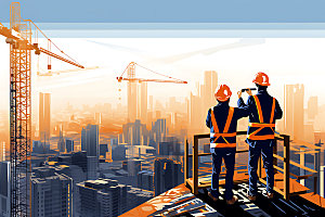 建筑工地建筑安全城市建设插画