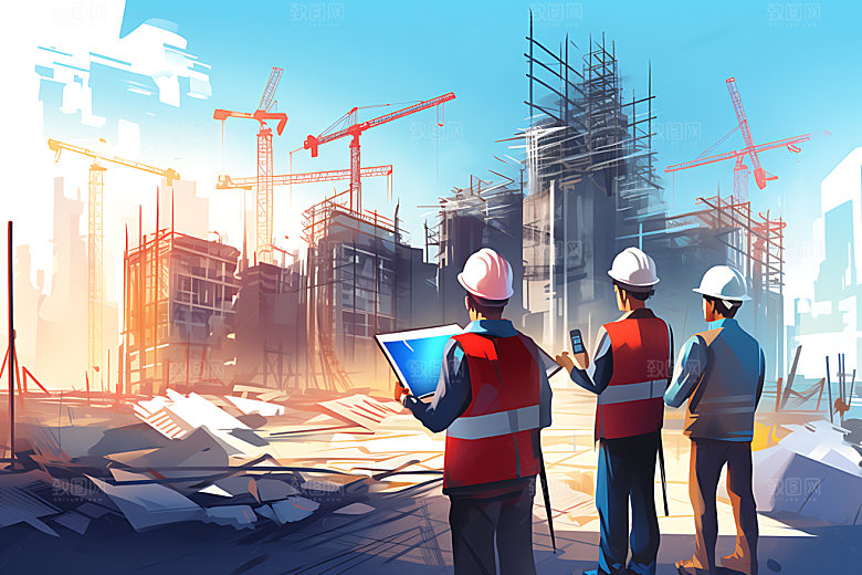 建筑工地建造建设插画