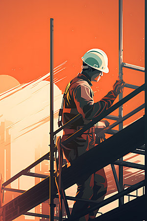 建筑工地建筑安全生产安全插画