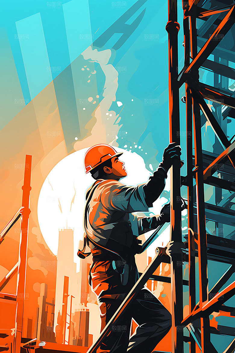 建筑工地建筑安全建设插画