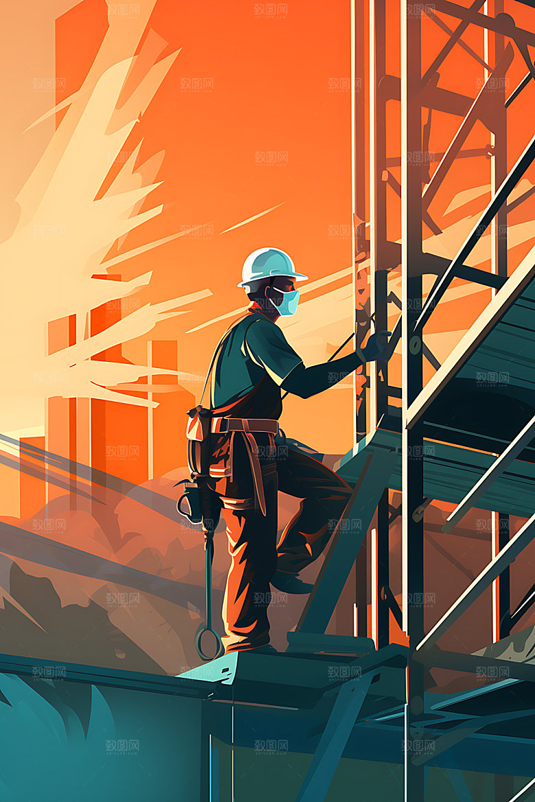 建筑工地建造建设插画