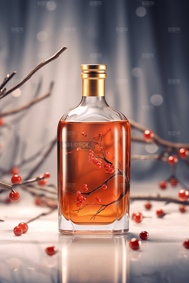白酒酒瓶中国风包装设计模型