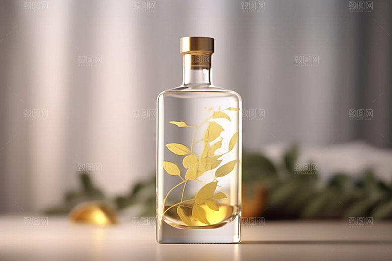 白酒酒瓶中国风中式模型