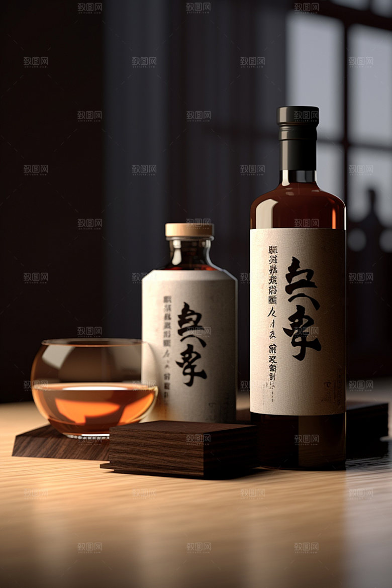 白酒酒瓶酒类传统模型
