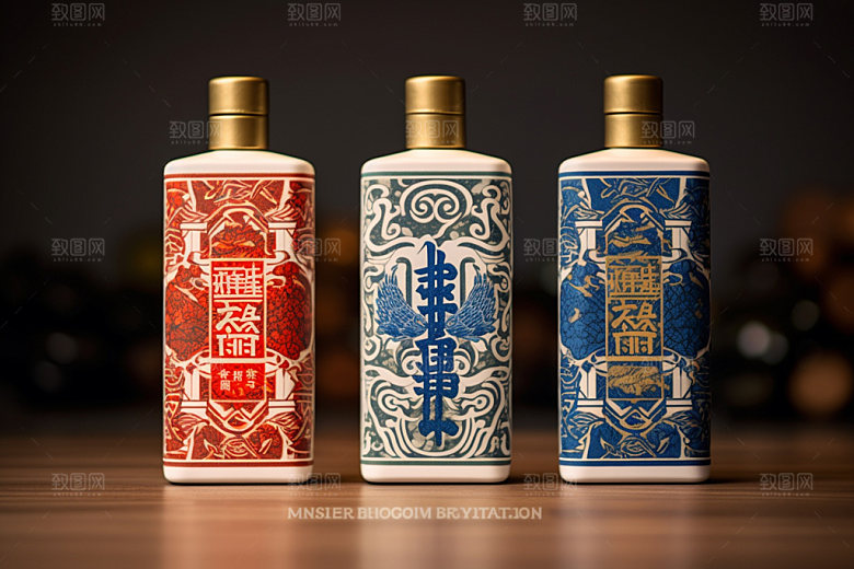 白酒酒瓶3D中式模型