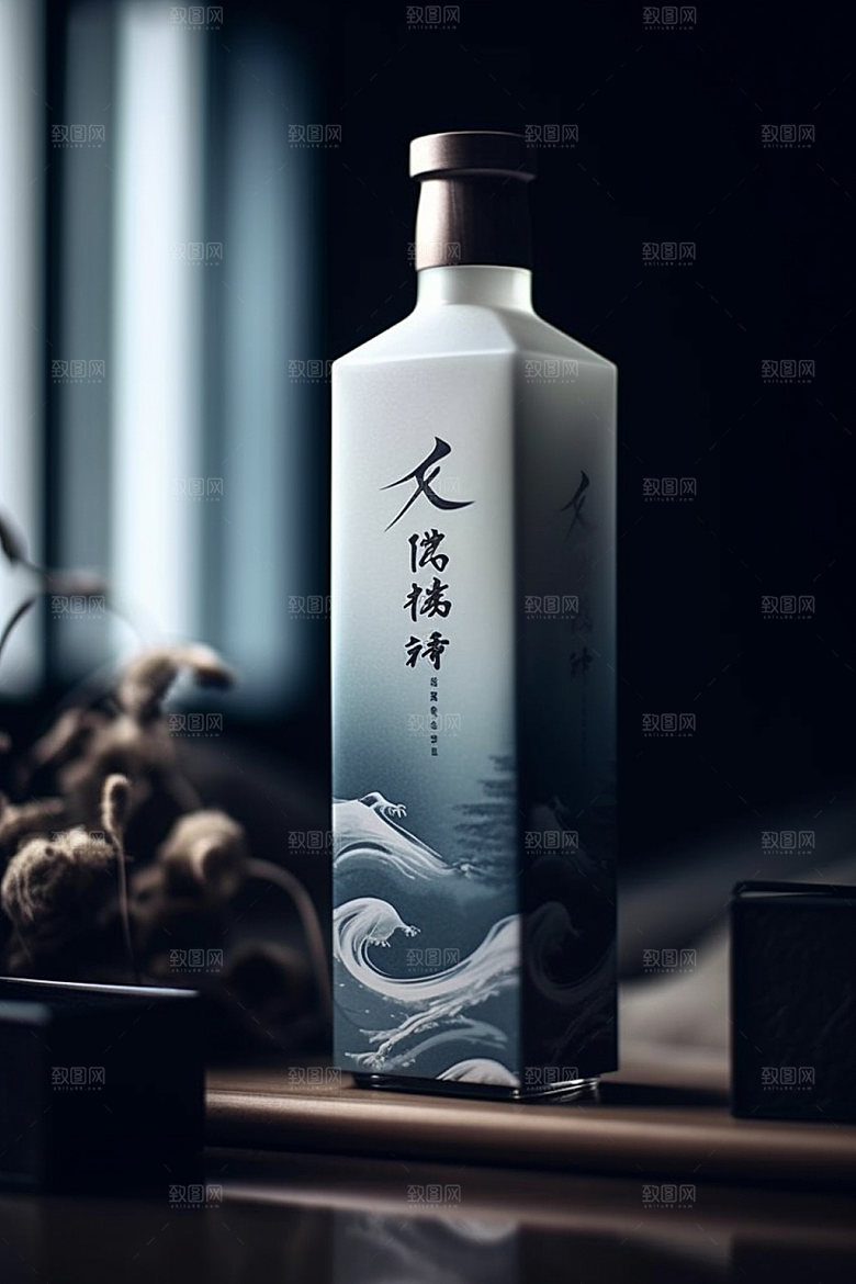 白酒酒瓶中国风传统模型