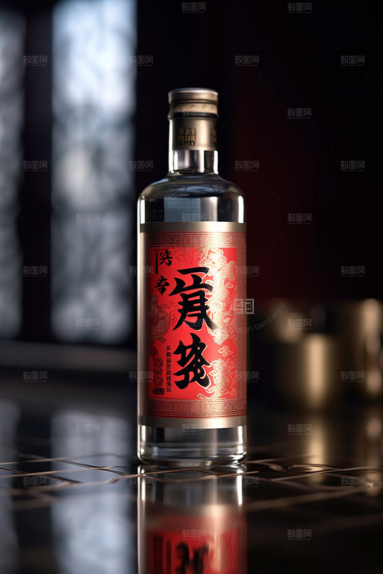 白酒酒瓶酒类传统模型