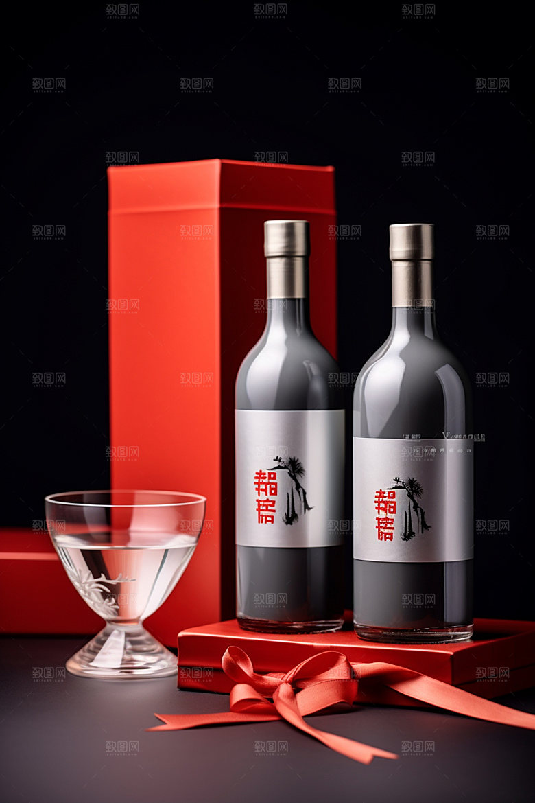 白酒酒瓶立体中国风模型