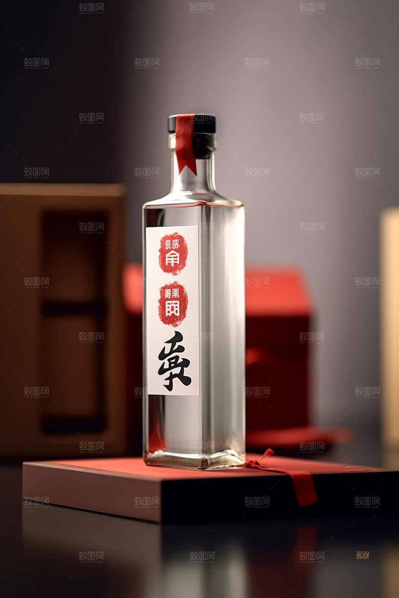 白酒酒瓶中式中国风模型