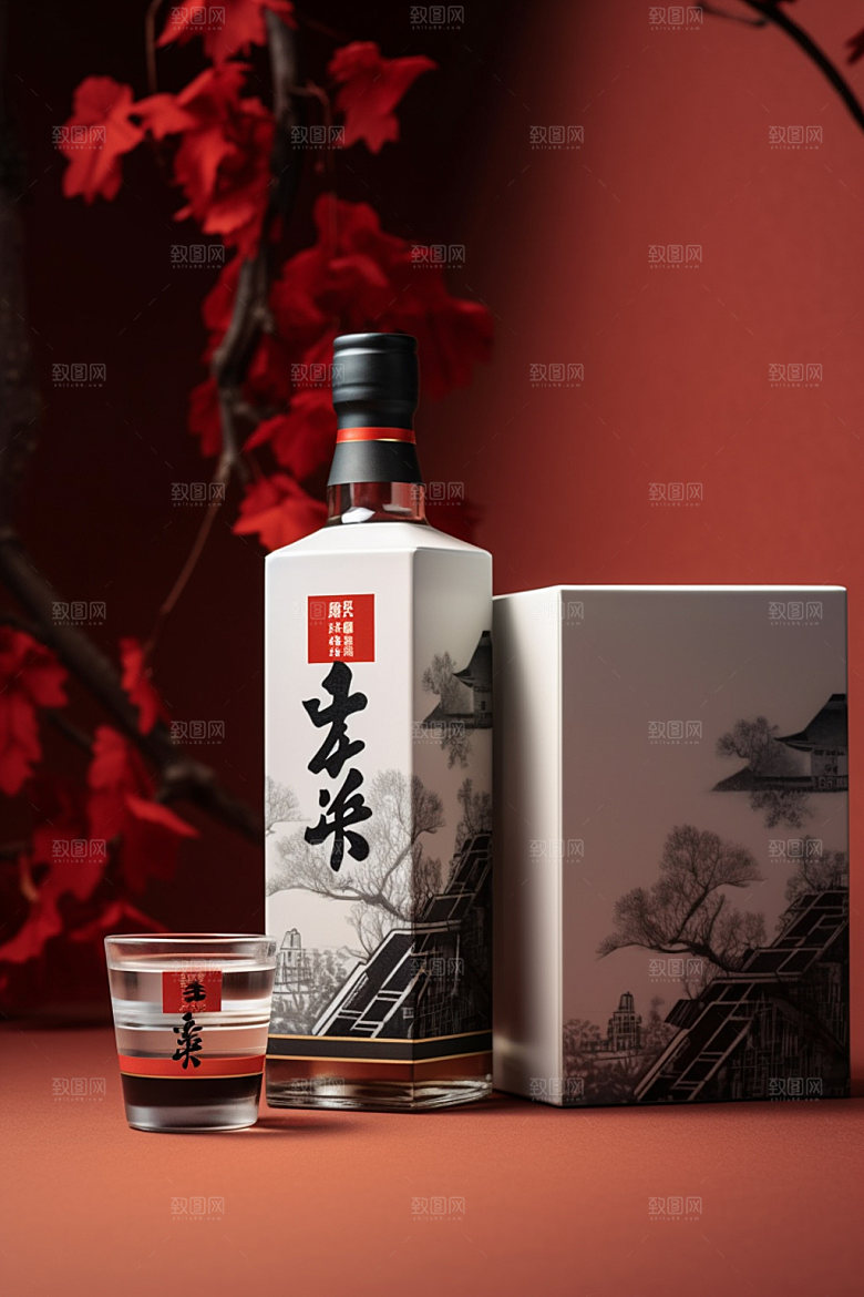 白酒酒瓶传统包装设计模型