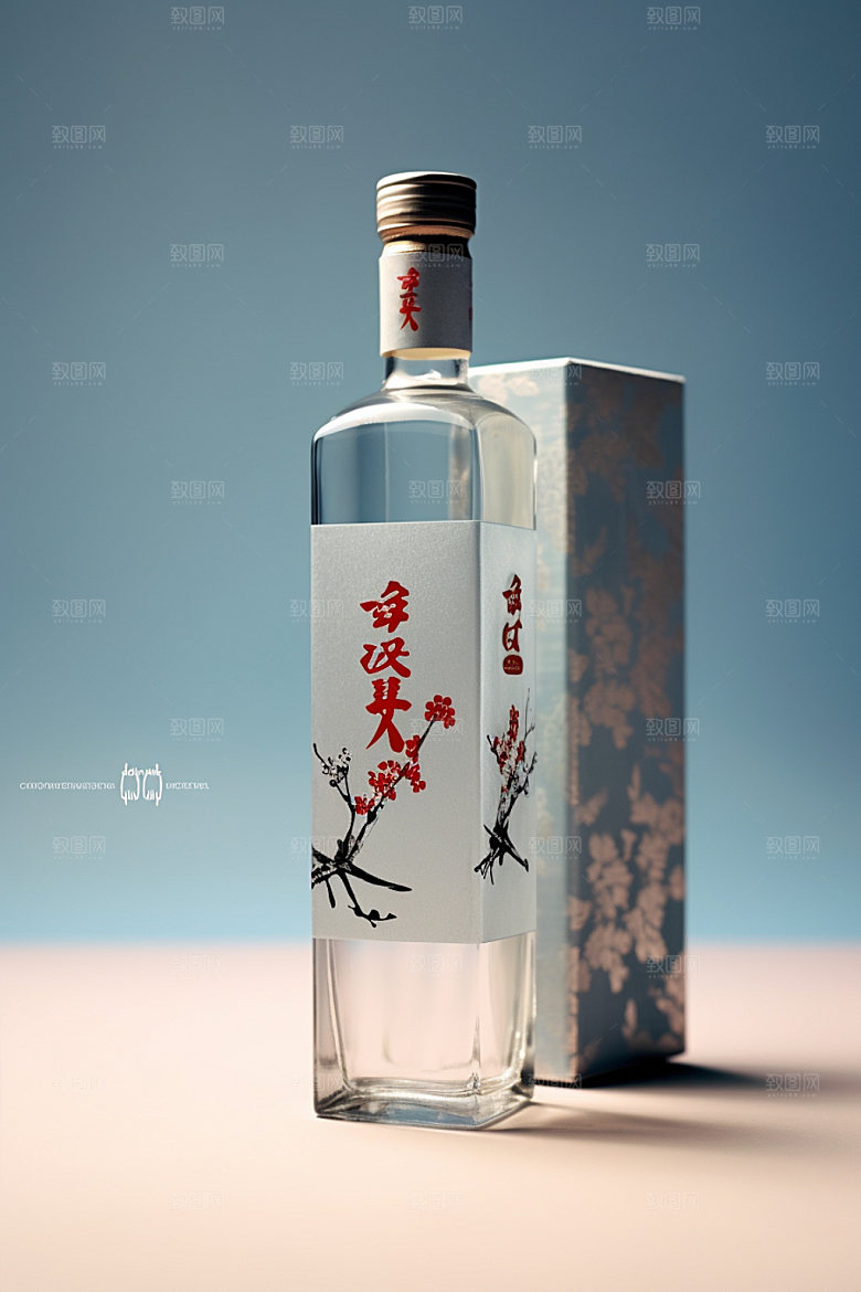 白酒酒瓶包装设计立体模型