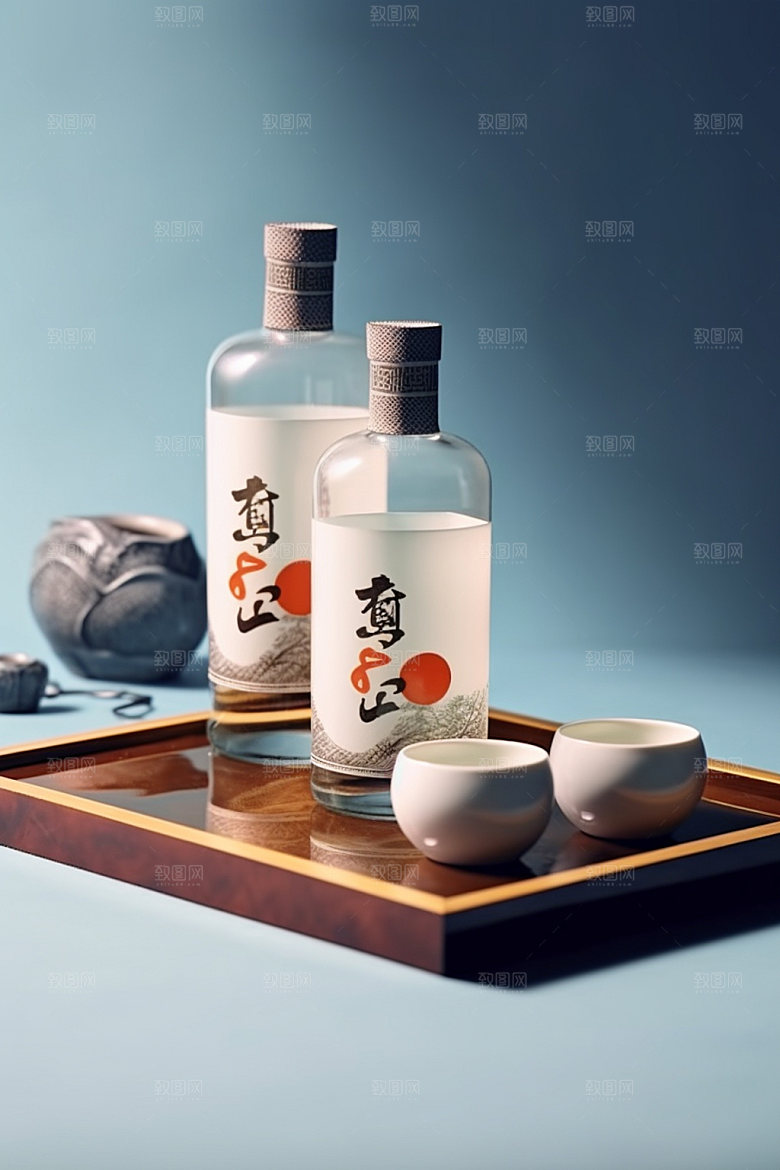 白酒酒瓶中国风3D模型
