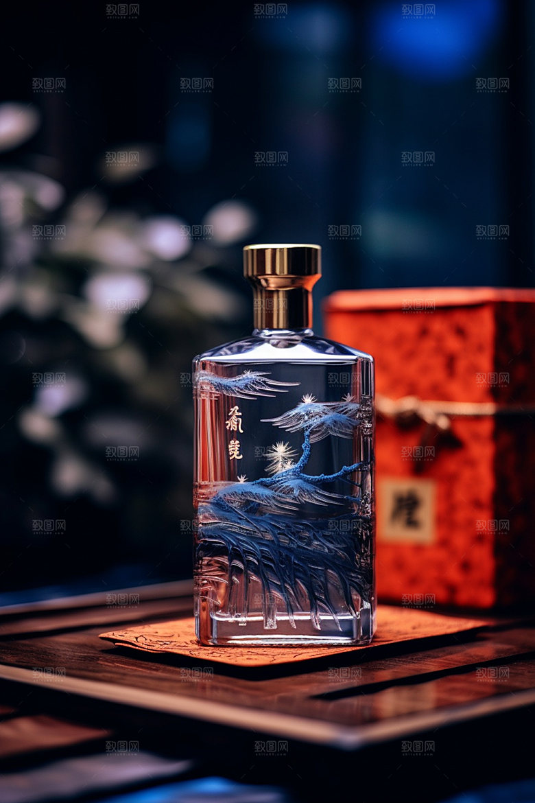 白酒酒瓶酒类中式模型