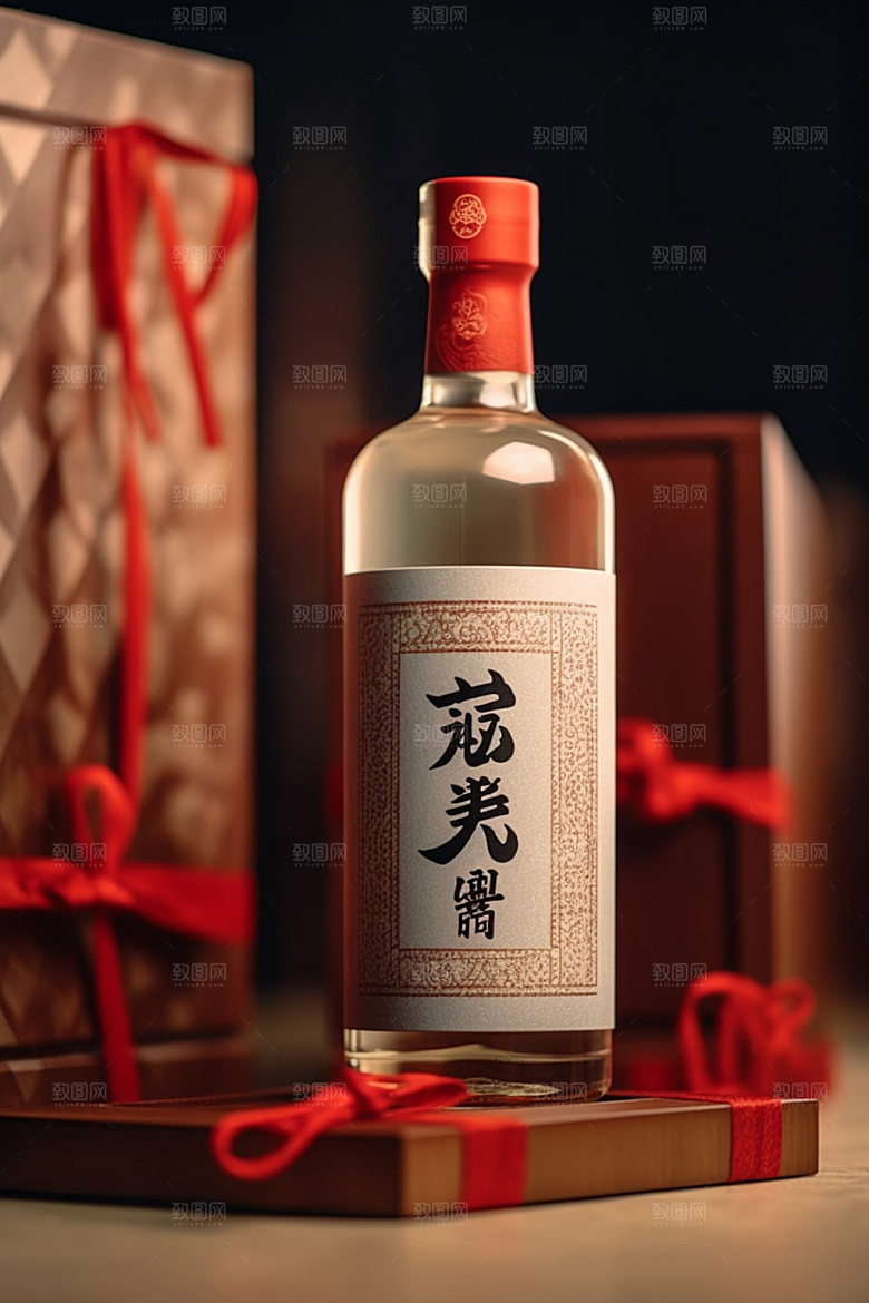 白酒酒瓶立体中国风模型