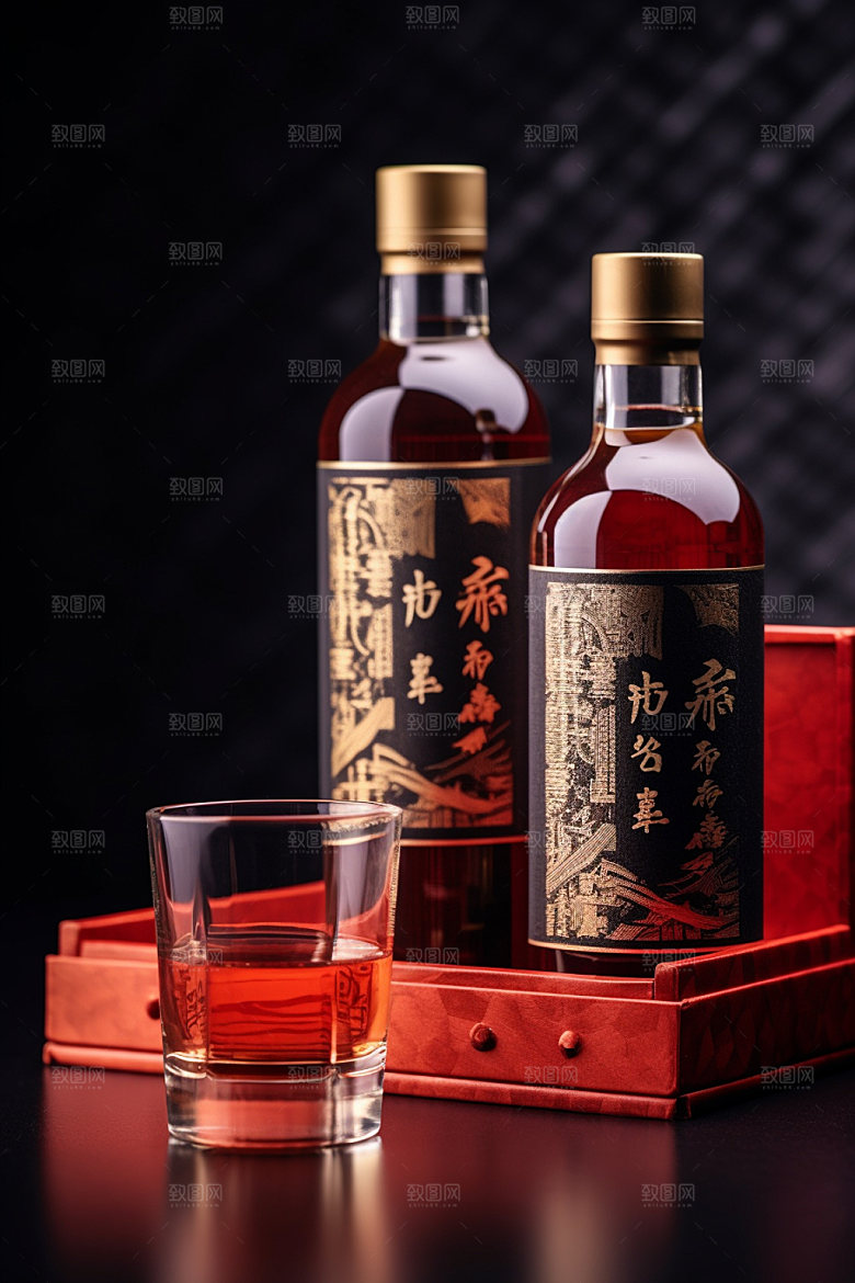 白酒酒瓶酒类传统模型