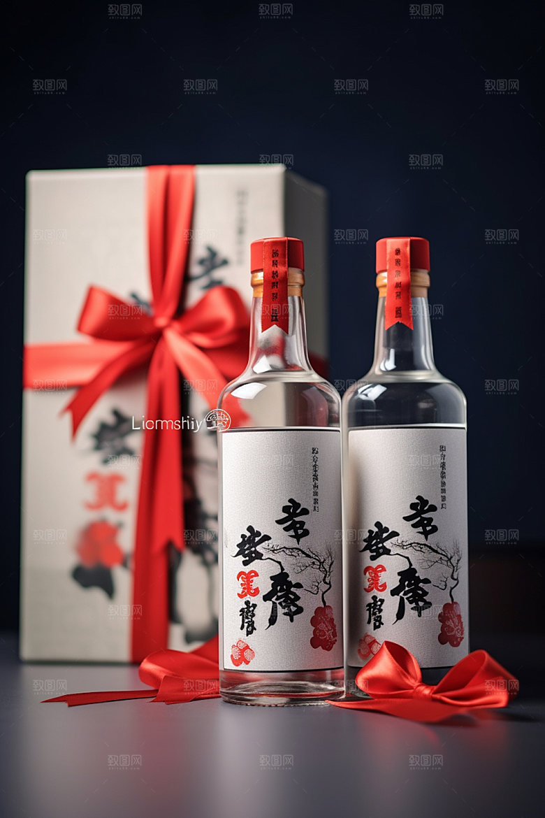 白酒酒瓶中式中国风模型