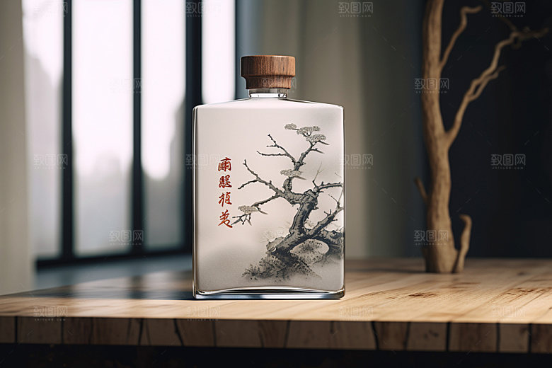 白酒酒瓶3D中式模型