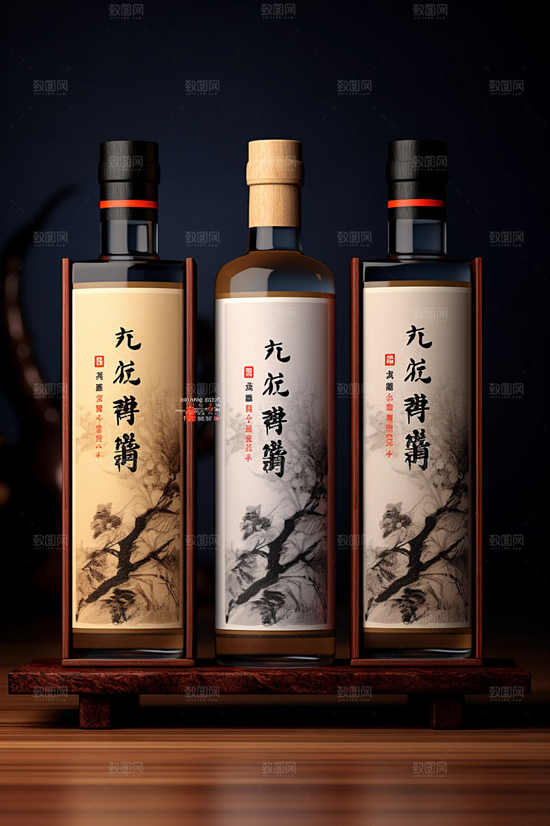 白酒酒瓶传统中式模型