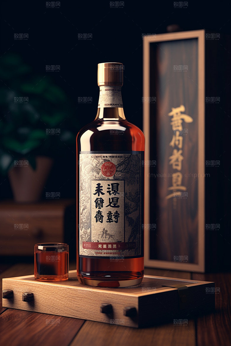 白酒酒瓶传统包装设计模型