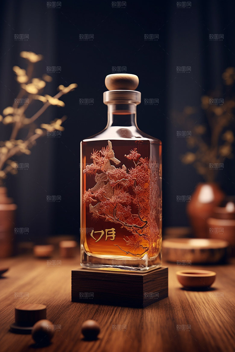 白酒酒瓶传统酒类模型