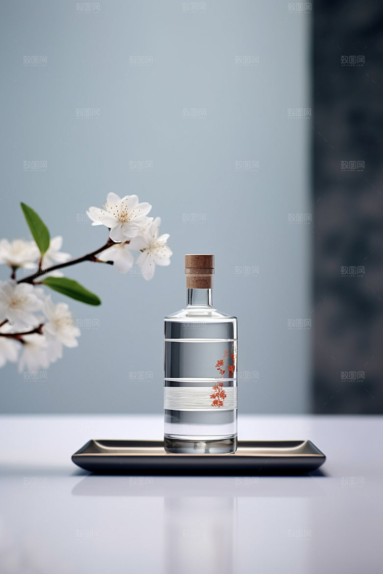 白酒酒瓶中式传统模型