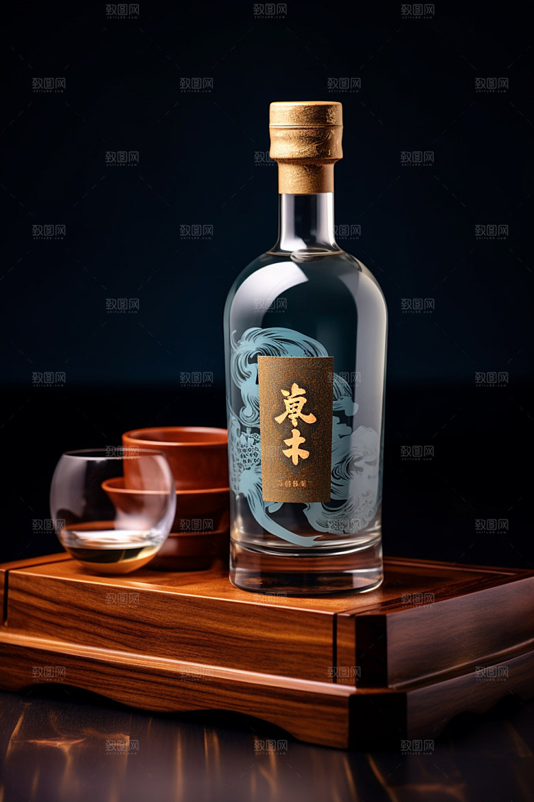 白酒酒瓶立体中国风模型