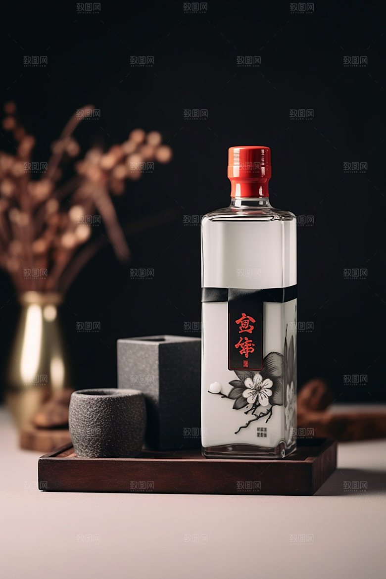 白酒酒瓶传统立体模型