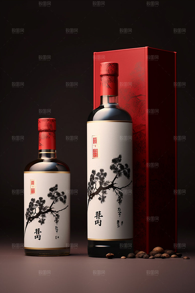 白酒酒瓶包装设计立体模型