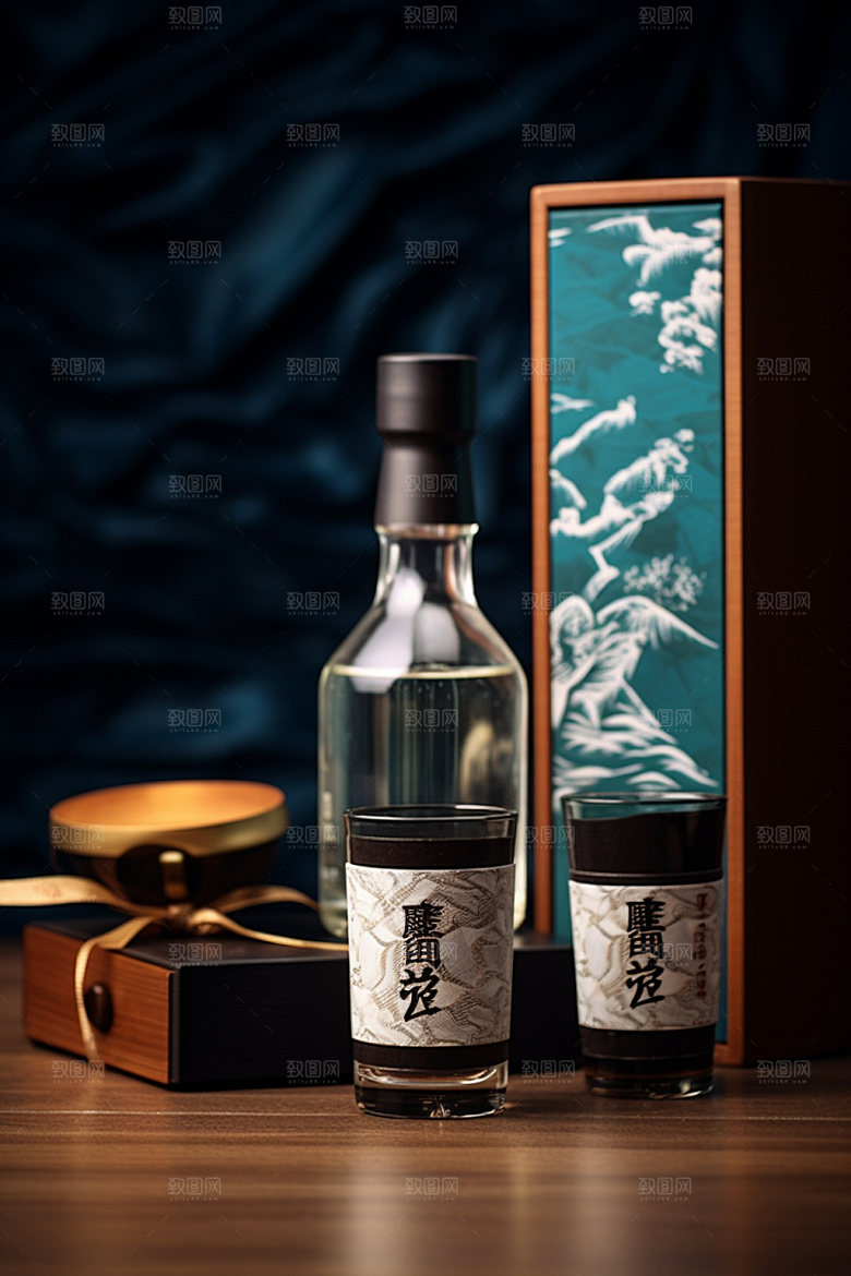 白酒酒瓶包装设计立体模型